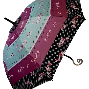 Csíkos-virágos esernyő, szíves nyéllel , storm