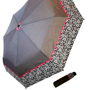 Mini esernyő, virágos peremmel, szürke