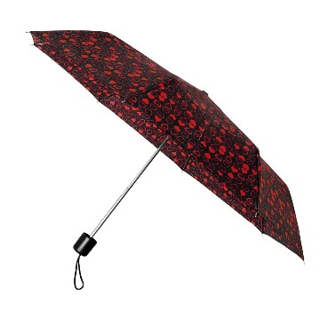 Mini, összecsukható esernyő piros szívekkel