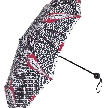 Fekete -fehér összecsukható esernyő piros kámzsával