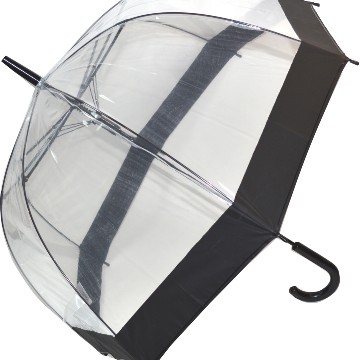 Átlátszó kupola esernyő, fekete peremmel