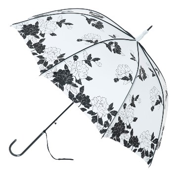 Fehér-fekete virágszirmos vintage esernyő