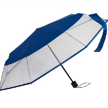 Összecsukható szélálló átlátszó esernyő, kék betéttel