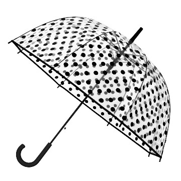 Átlátszó automata esernyő, pöttyös mintával