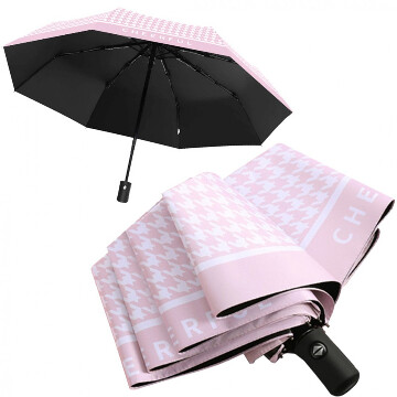 Divatos tyúkláb mintás esernyő, rózsaszín