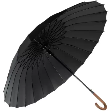 Elegáns fekete elnöki esernyő, 24 részes ernyővelfa mintázatú nyéllel