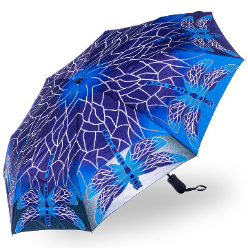 Kék szitakötős ólomüveg mintázatú összecsukható esernyő