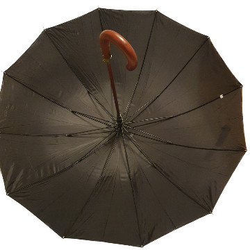Elegáns fekete 12 részes pálcaernyő, fa nyéllel