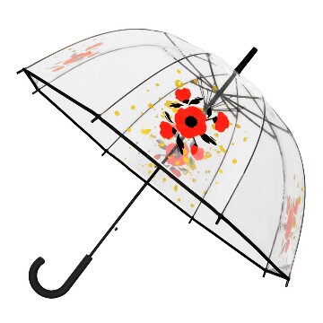 Átlátszó , automata esernyő pipacs mintával