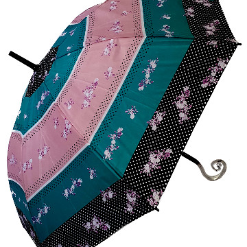 Csíkos-virágos esernyő, szíves nyéllel , Lea