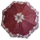 Romantikus csíkos-virágos esernyő , bordo-fehér