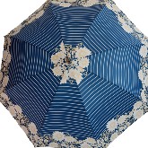 Romantikus kék virágos-csíkos esernyő