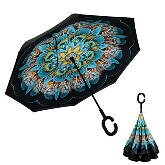 Inverz kifordítható esernyő, pávatollas